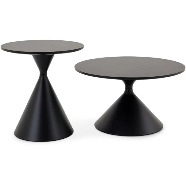 IDIMEX Salontafelset ISOMA, set van 2 ronde tafels – zwart