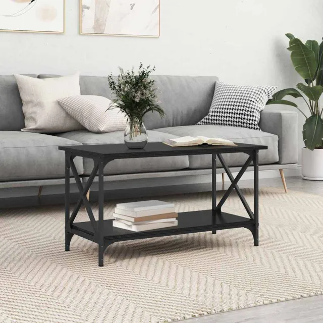 vidaXL Salontafel Zwart eiken 80 x 45 x 45.5 cm Bewerkt hout, foto 2