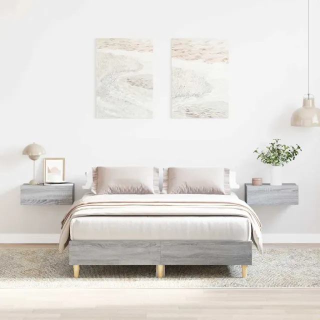 vidaXL Bedframe zonder matras 140x190 cm spaanplaat grijs sonoma