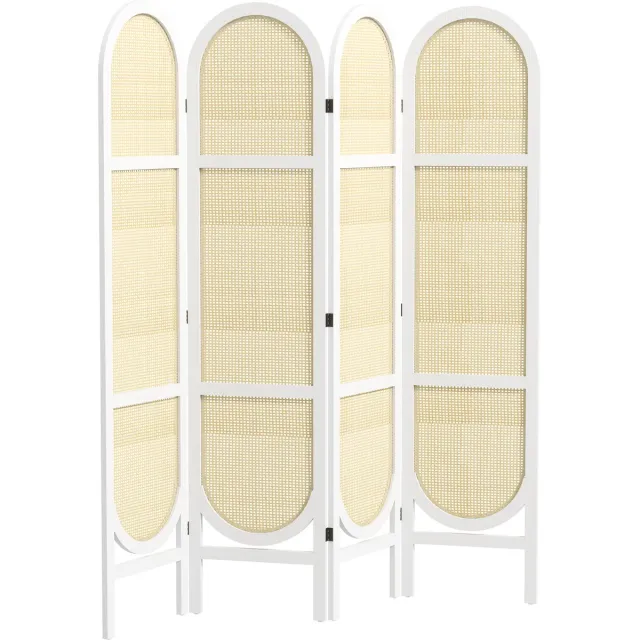 Homcom kamerverdeler - paulowniahout - 160x1,7x170cm - wit