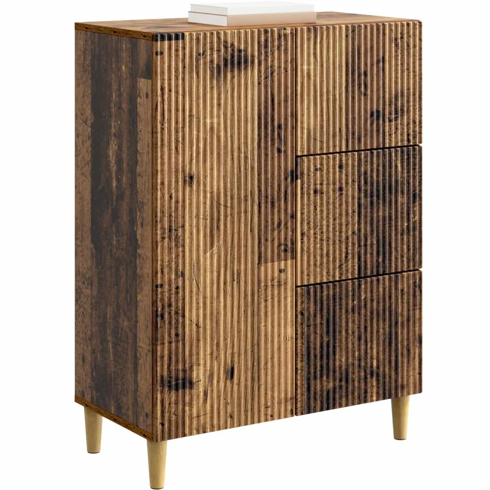 vidaXL Dressoir met lade Oud hout 66 x 34,5 x 90 cm Bewerkt hout Bruin