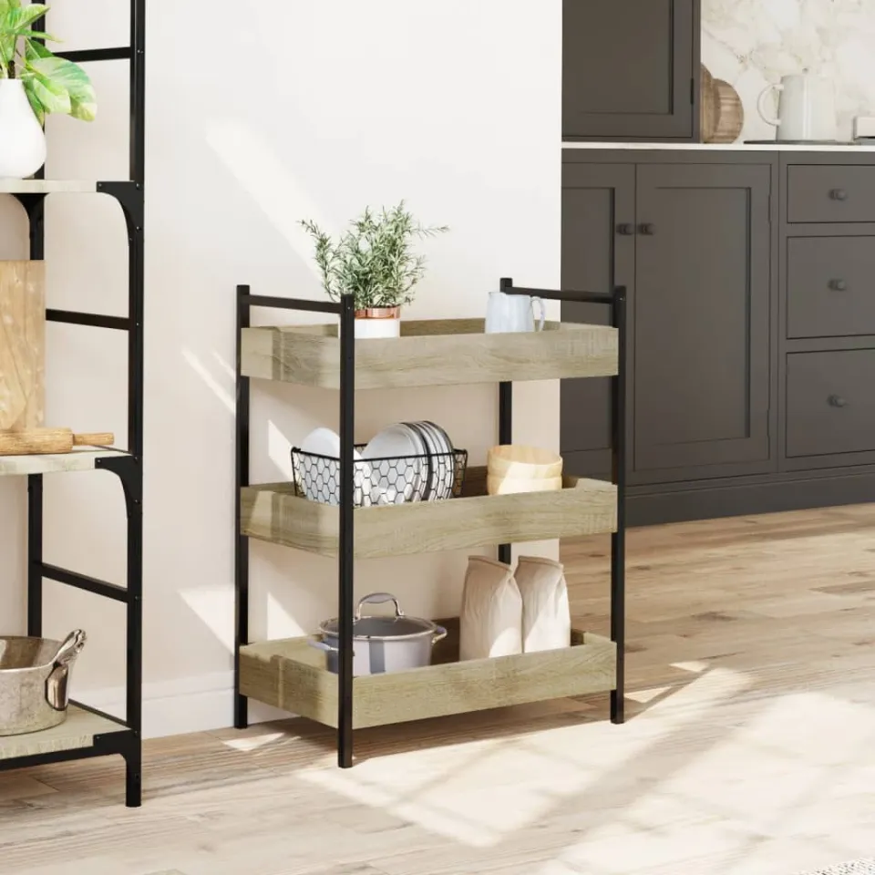 vidaXL Keukentrolley 50x30x70 cm bewerkt hout sonoma eikenkleurig, foto 3