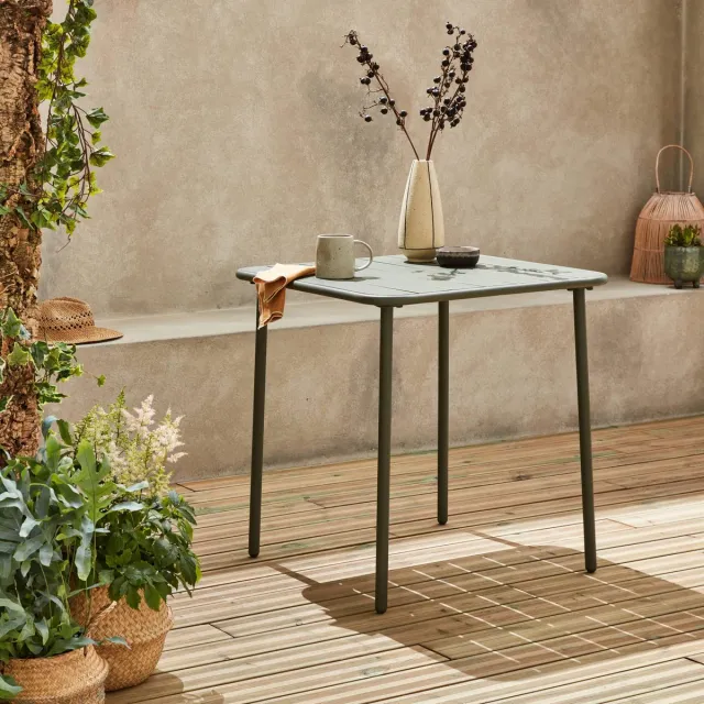 sweeek Tuintafel 2 plaatsen metaal - amélia kaki
