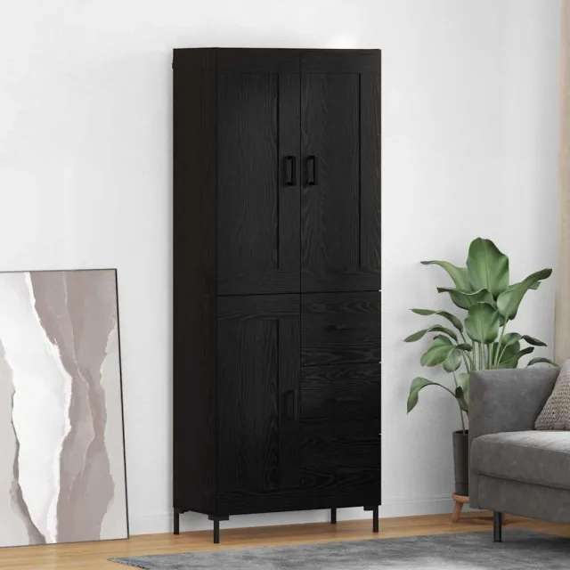 vidaXL Hoge kast 2 st Zwart Eiken 69,5 x 34 x 180 cm Bewerkt hout, foto 2