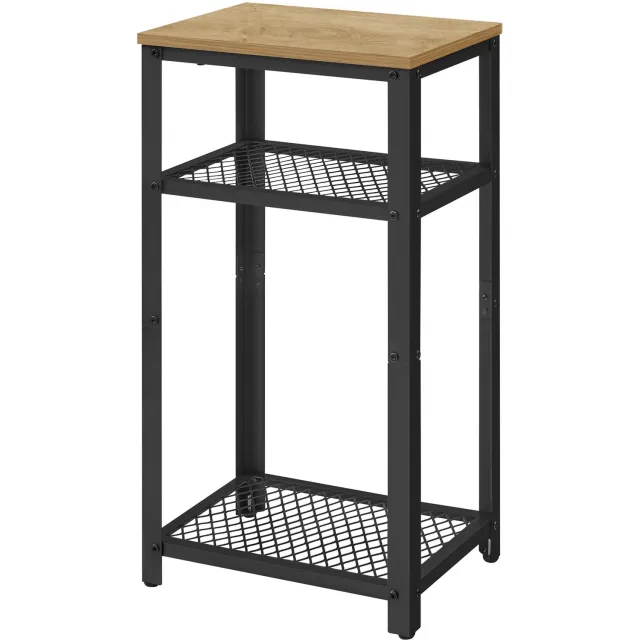 Oskar Bijzettafel LET075B88 – Artisan-eikenkleur/zwart – Met 2 planken – 40 x 30 x 75 cm Artisan eikenlook