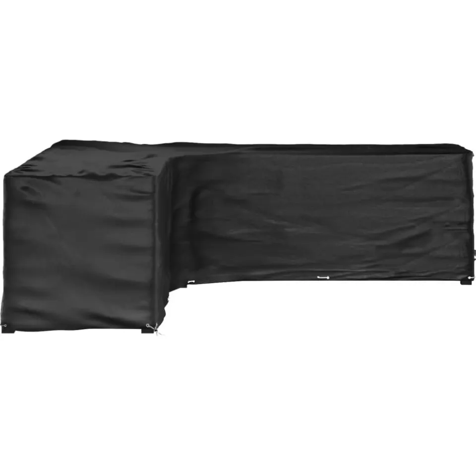 vidaXL Tuinmeubelhoezen met 20 oogjes L-vormig 300x300x90 cm zwart, foto 2