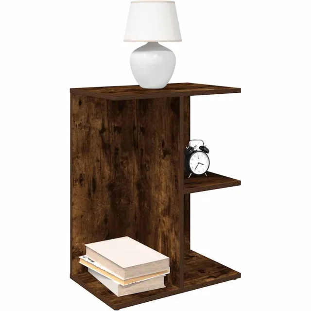 vidaXL Nachtkastje 46,5x29x61 cm bewerkt hout gerookt eikenkleurig Bruin