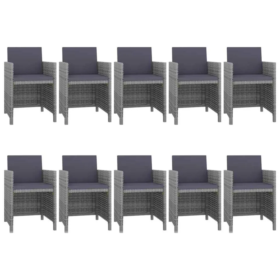vidaXL 11-delige Tuinset met kussens poly rattan grijs, foto 2