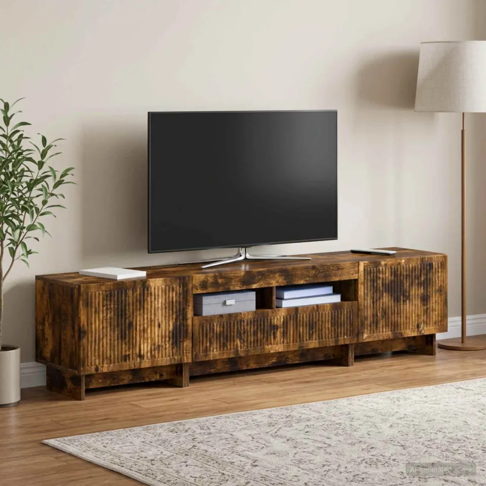 vidaXL 5-delige LED TV-kast Gerookt eiken Bewerkt hout, foto 3