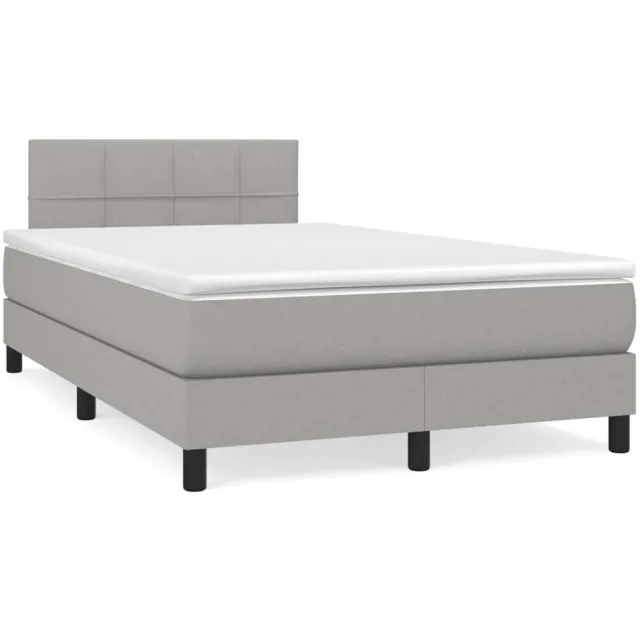vidaXL Boxspring met matras en LED stof lichtgrijs 120x190 cm grijs