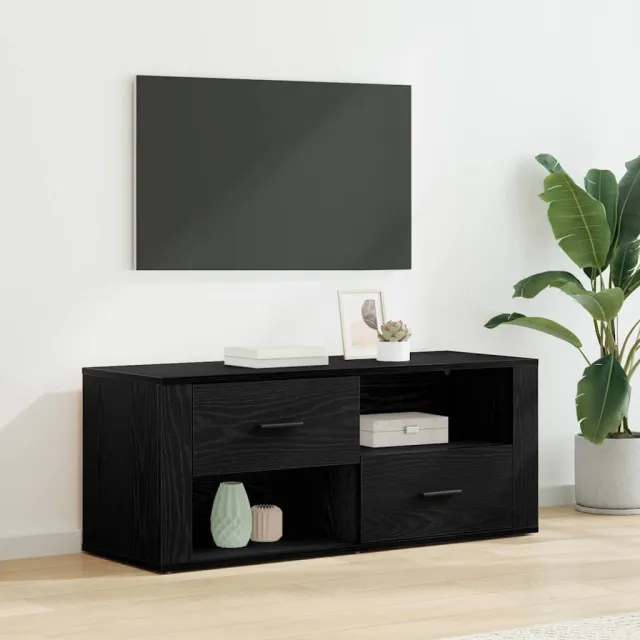 vidaXL TV-kast 100 x 35 x 40 cm Zwart Eiken Bewerkt hout, foto 2