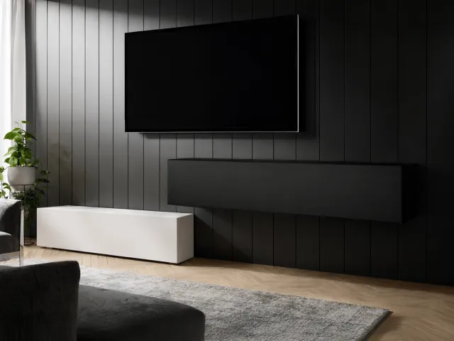 Mobistoxx Tv-meubel KINGSTON DUO 2 klapdeuren 280 cm mat wit/mat zwart
