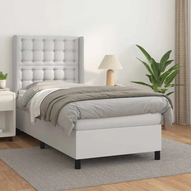 vidaXL Boxspring met matras kunstleer wit 90x190 cm