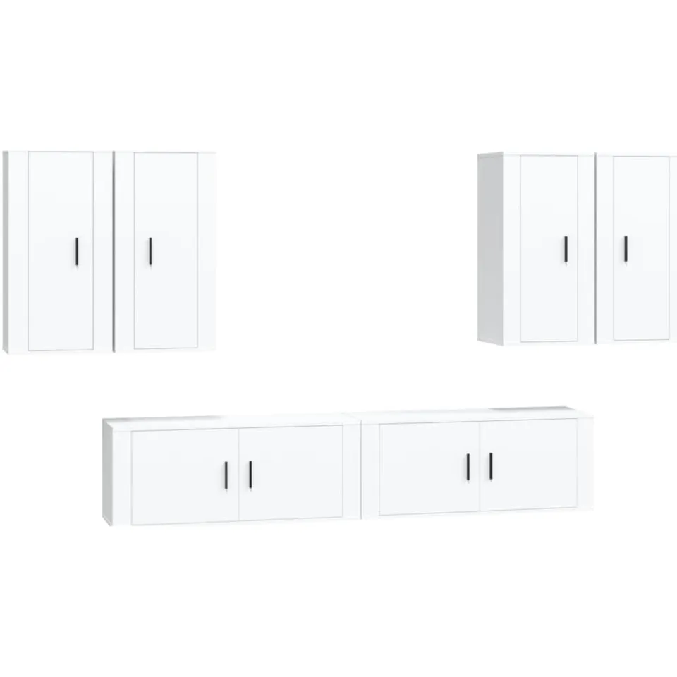 vidaXL 6-delige Tv-meubelset bewerkt hout wit, foto 3