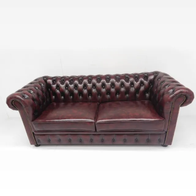 Chesterfieldsite Chesterfield bank "Springfield" - 3 zits - Antiek Leder Burgundy (Bordo rood)
