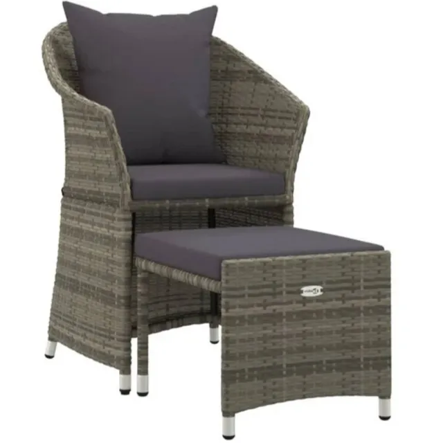 vida xl 2-delige Loungeset met kussens poly rattan grijs