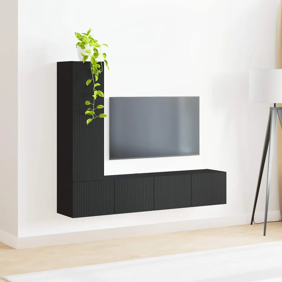 vidaXL Tv-meubelset 3 st Zwart Bewerkt hout, foto 3