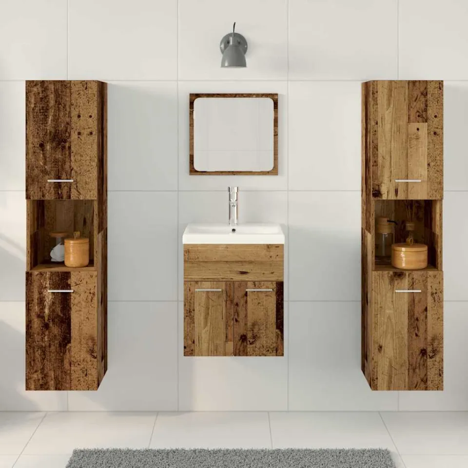 vidaXL Badkamermeubelset 4 st Oudhout 41 x 38,5 x 46 cm Bewerkt hout bruin, foto 3