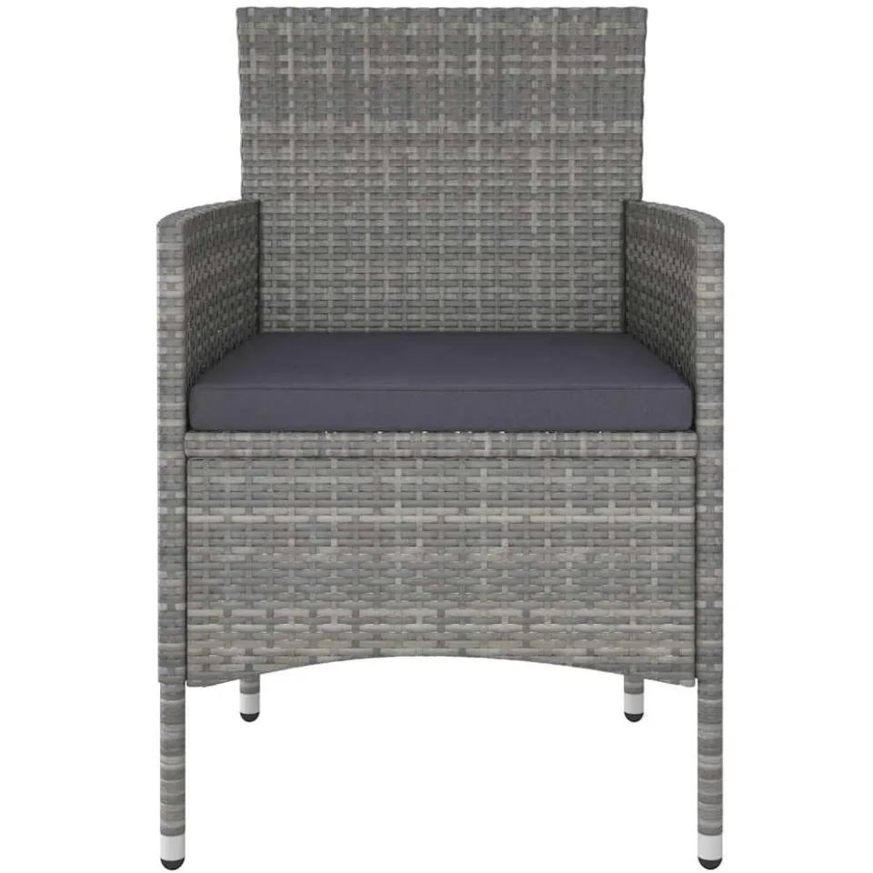 vidaXL 5-delige Bistroset poly rattan en gehard glas grijs, foto 4