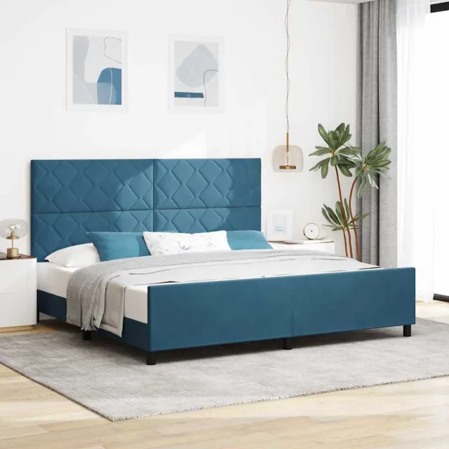 vidaXL Boxspringbed met hoofdeinde Donkerblauw 200 x 200 cm Fluweel