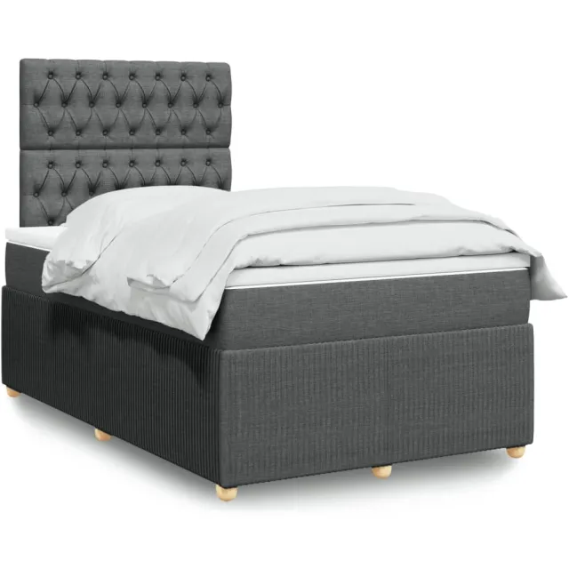 vidaXL Boxspring met matras stof donkergrijs 120x200 cm grijs
