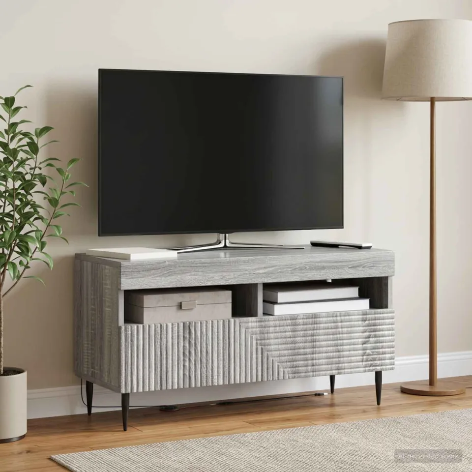 vidaXL LED tv-meubel HAARLEM 81 x 35 x 43 cm Grijs Sonoma Bewerkt hout, foto 4