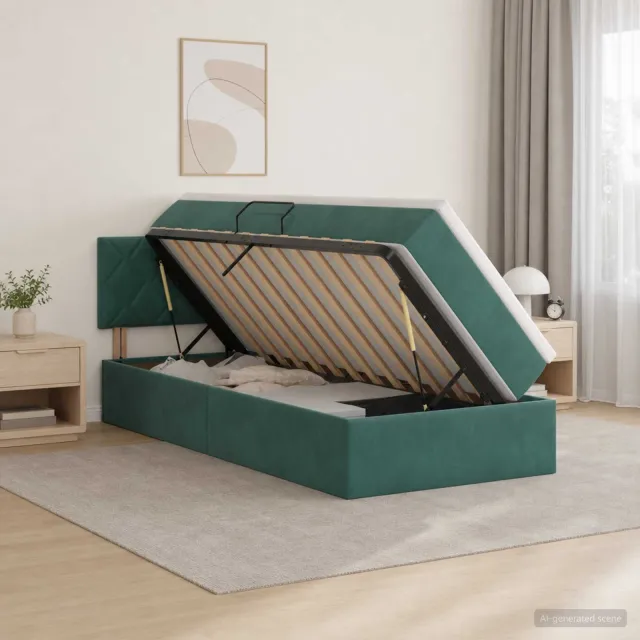 vidaXL Opslag bed met hoofdeinde Donkergroen 100 x 200 cm Fluweel