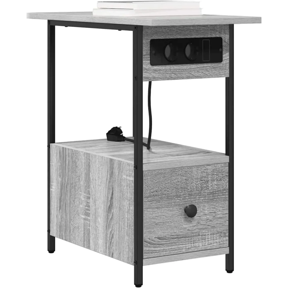 vidaXL Nachtkastje Grijs Sonoma 60 x 30 x 61 cm Bewerkt hout