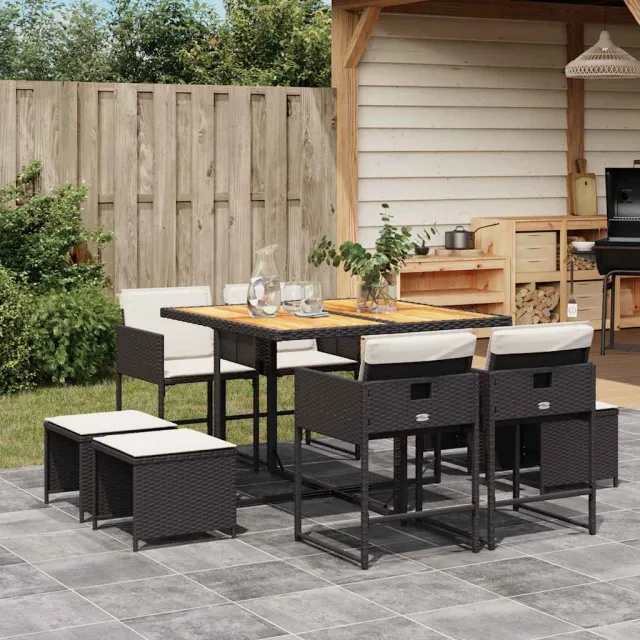 vidaXL 9-delige Tuinset poly rattan zwart, foto 2
