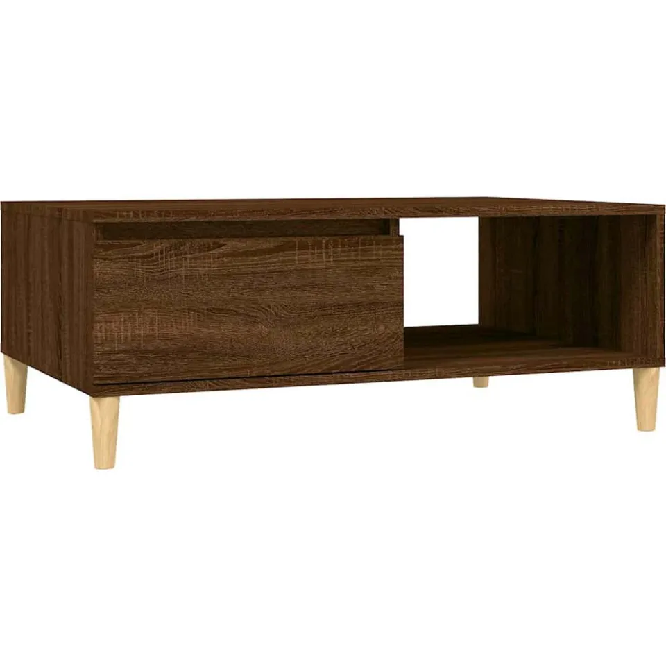 vidaXL Salontafel 90x60x35 cm bewerkt hout bruin eikenkleur