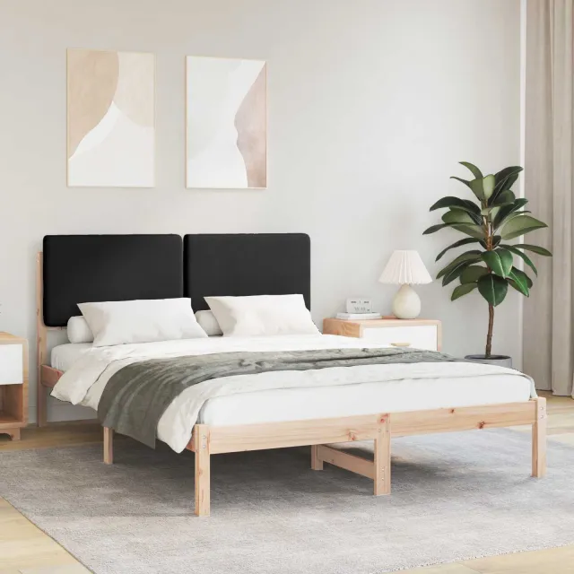 vidaXL Bedframe met Gevoerd Hoofdgedeelte Zwart 140 x 200 cm