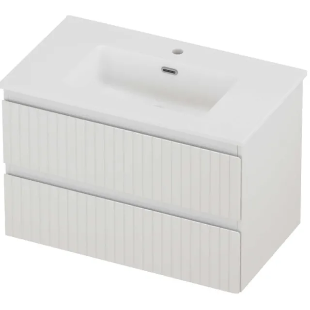 Proline Tribute Badmeubelset Porselein Elegant 1 Kraangat 80x46x54 cm Mat White Glans Wit