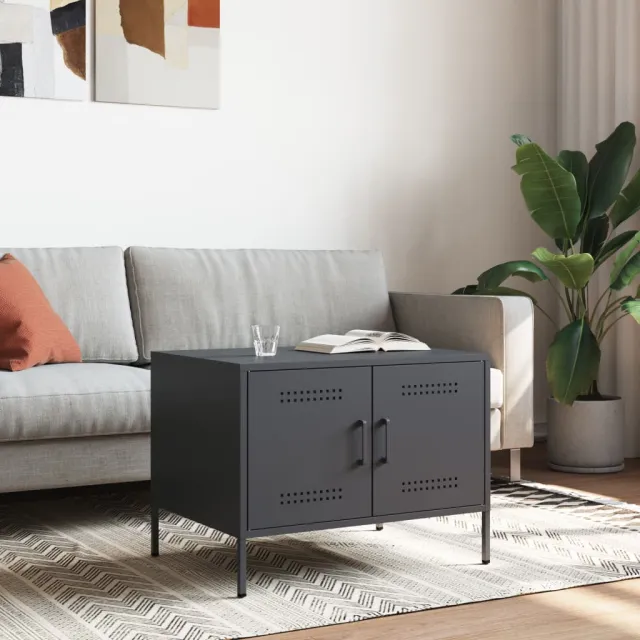 vidaXL Salontafel 68x50x50,5 cm staal antracietkleurig, foto 2