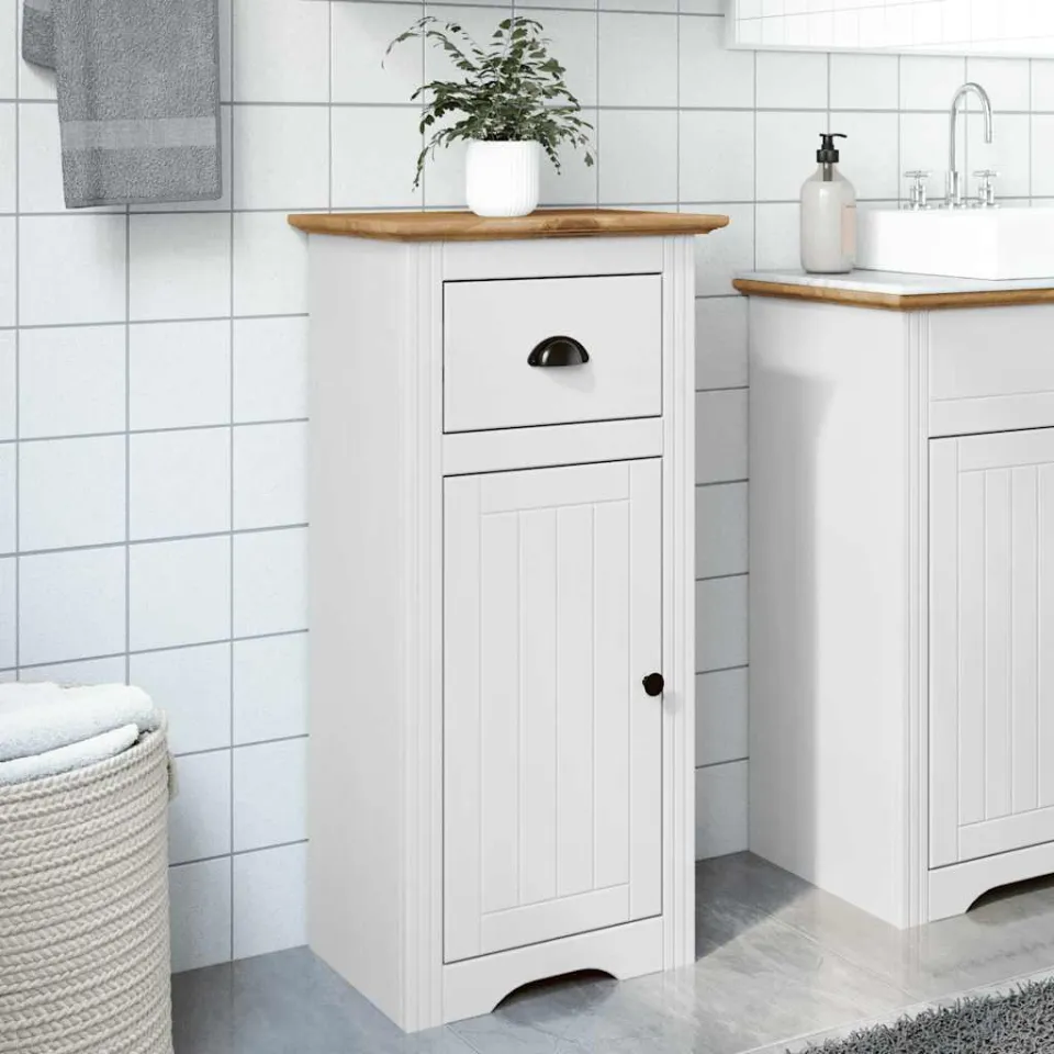 vidaXL Badkamerkast BODO 44x30x90 cm wit en bruin, foto 2