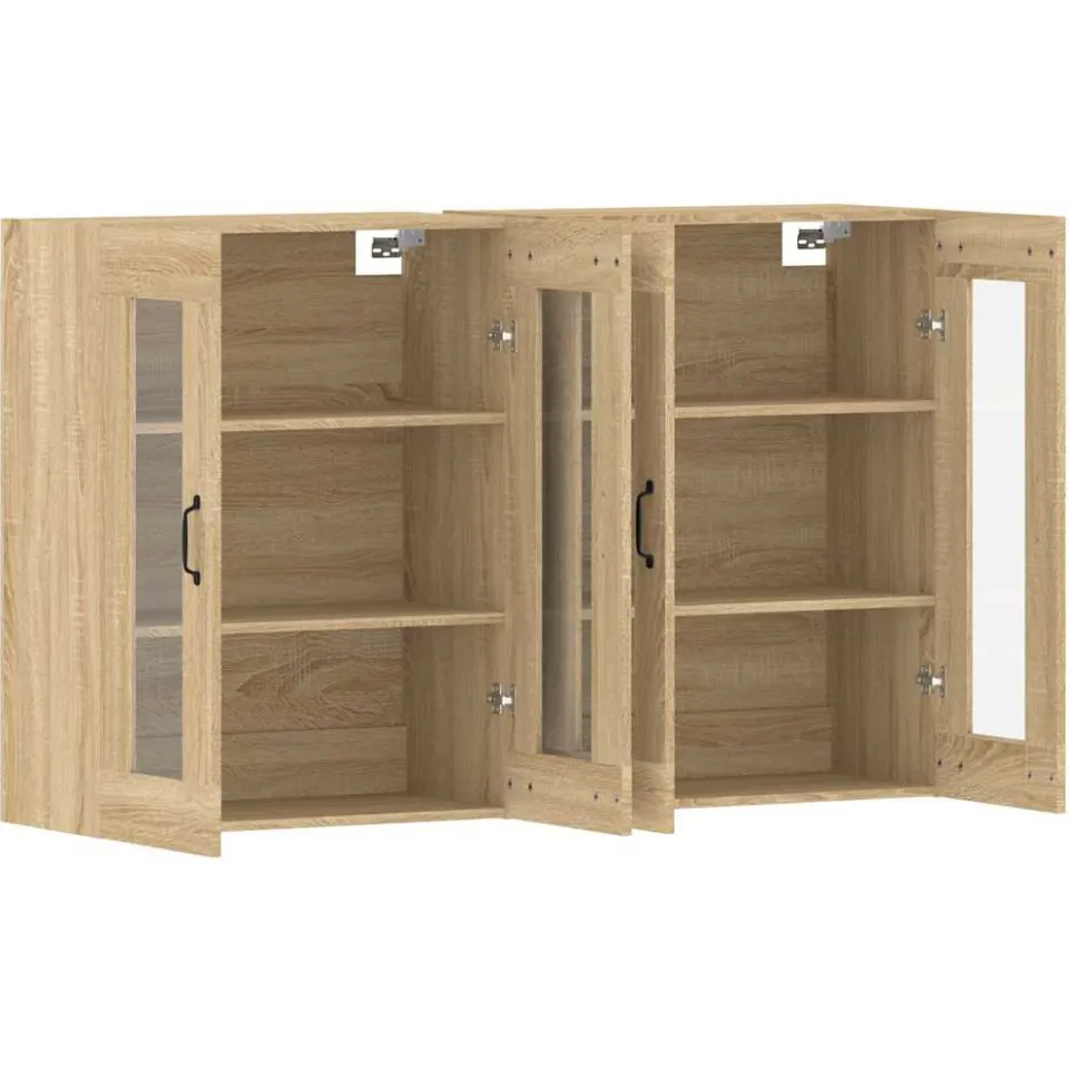 vidaXL Hangkasten 2 st bewerkt hout sonoma eikenkleurig Bruin