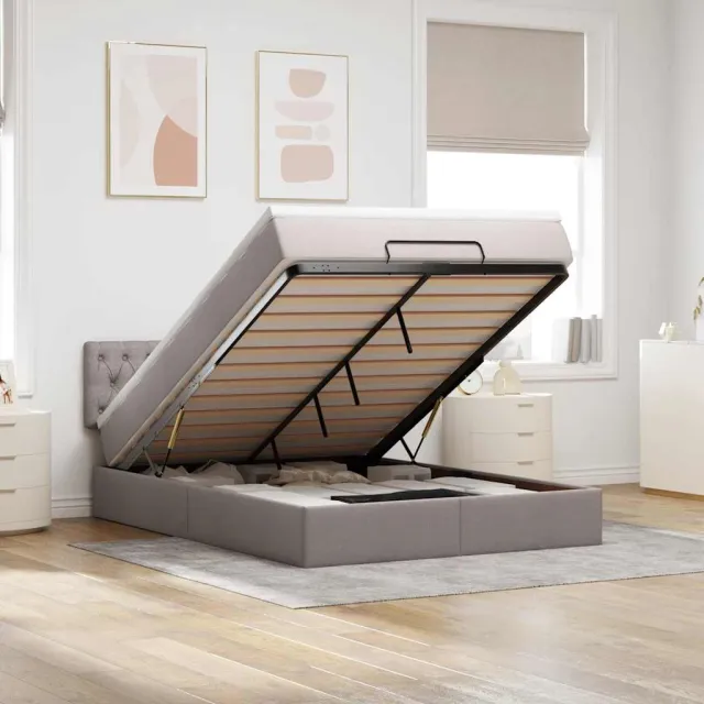 vidaXL Bed met matras 140x200 cm stof taupe