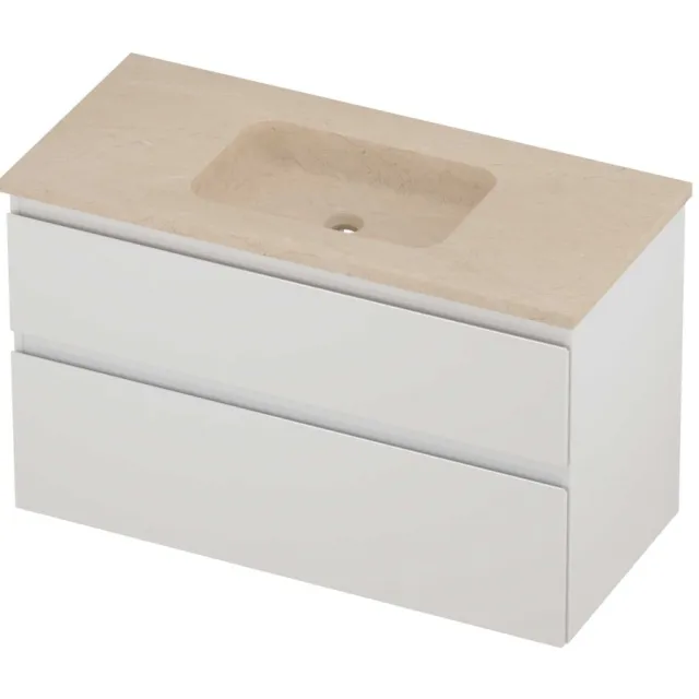 Proline Rollo Badmeubelset Hardsteen Elegant Midden 100x46x62 cm Sand Stone Glans Wit