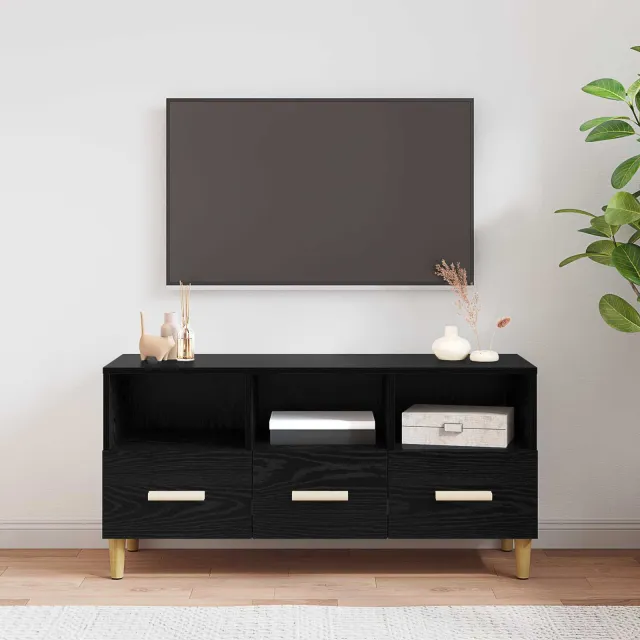 vidaXL TV-kast 102 x 36 x 50 cm Zwart Eiken Bewerkt hout