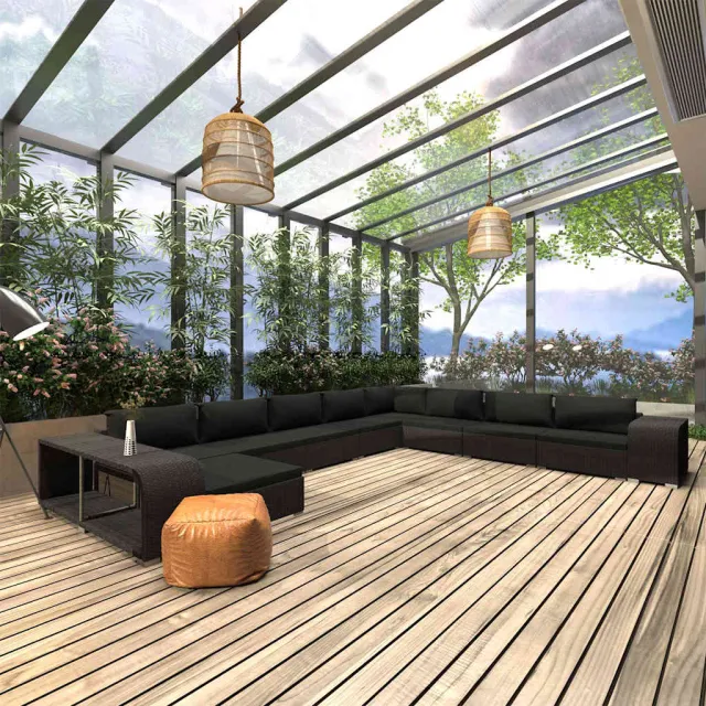 vidaXL 11-delige Loungeset met kussens poly rattan grijs
