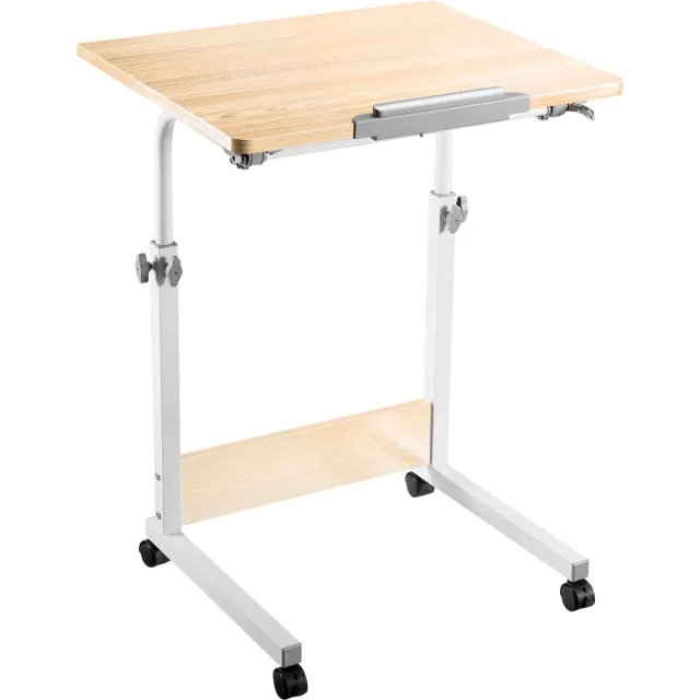 VDD Laptoptafel verrijdbaar - bureau - lessenaar - hoogte verstelbaar 68 - 96 cm wit - lichtbruin