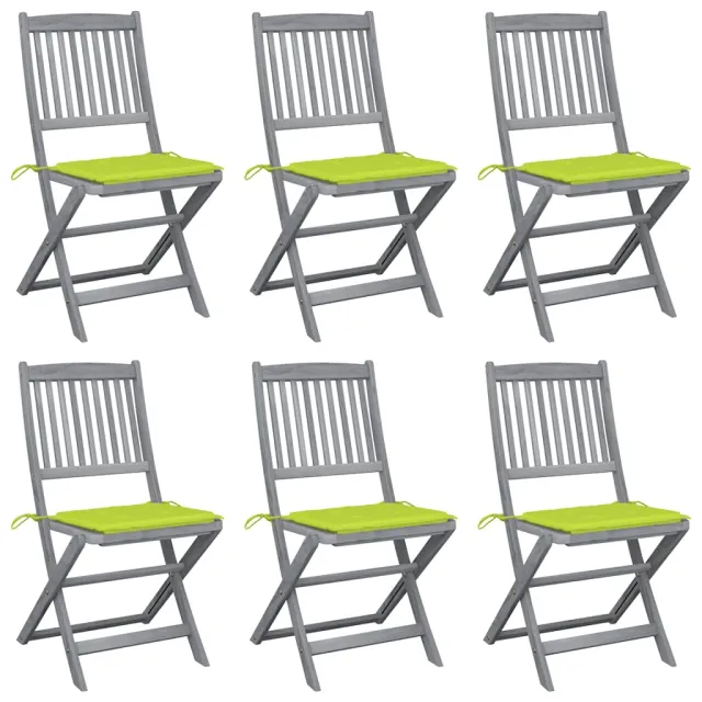 vidaXL Inklapbare stoelen 6 st met kussens massief acaciahout Groen