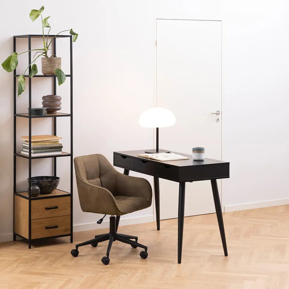 Lisomme Keet houten bureau zwart - met 3 lades - 110 x 50 cm, foto 2