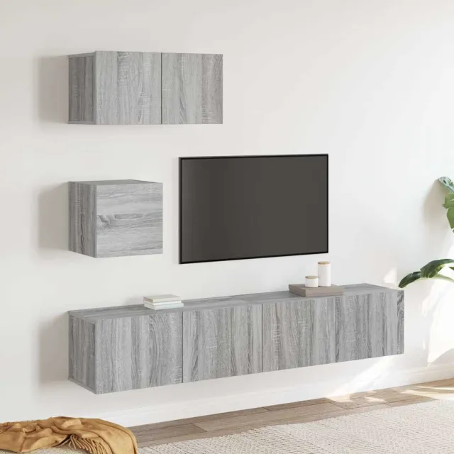 vidaXL 4-delige Tv-meubelset bewerkt hout grijs sonoma eikenkleurig, foto 2