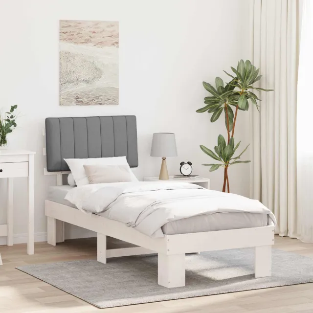vidaXL Bedframe met Gevoerd Hoofdgedeelte Lichtgrijs 75 x 190 cm