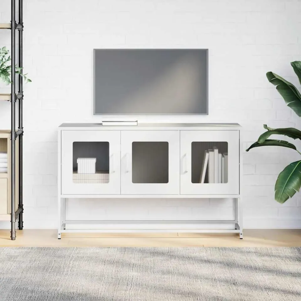 vidaXL Tv-meubel 100,5x39x60,5 cm koudgewalst staal wit, foto 3