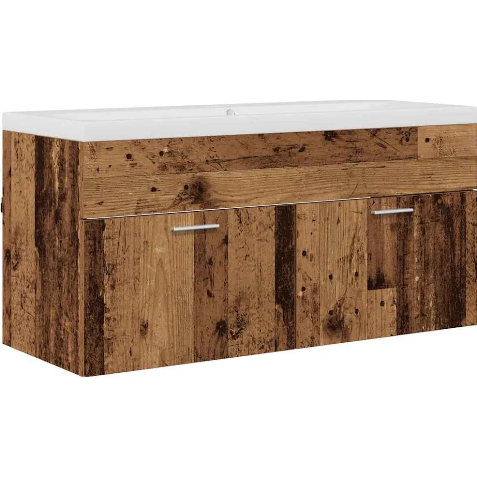 vidaXL Badkamerkast Oudhout 100 x 38,5 x 46 cm Bewerkt hout bruin, foto 3