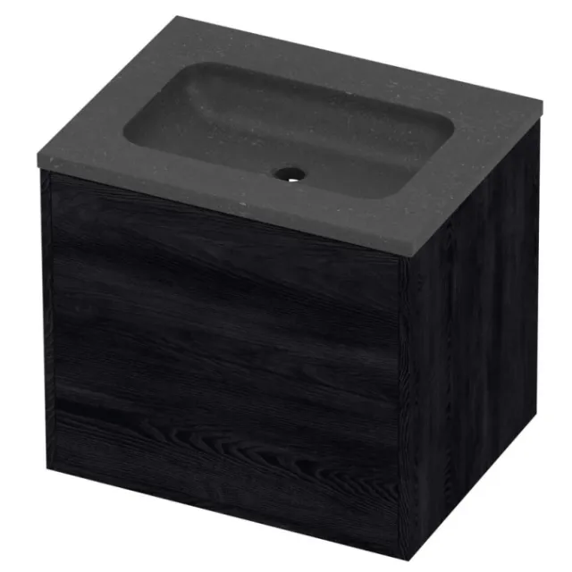 Proline Rollo Badmeubelset Hardsteen Elegant In Kader 60x46x54 cm Blue Stone Black Oak Eiken