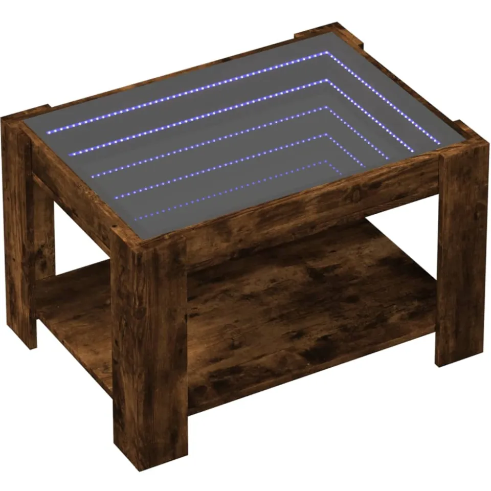 vidaXL Salontafel met LED 73x53x45 cm bewerkt hout gerookt eikenkleur, foto 4