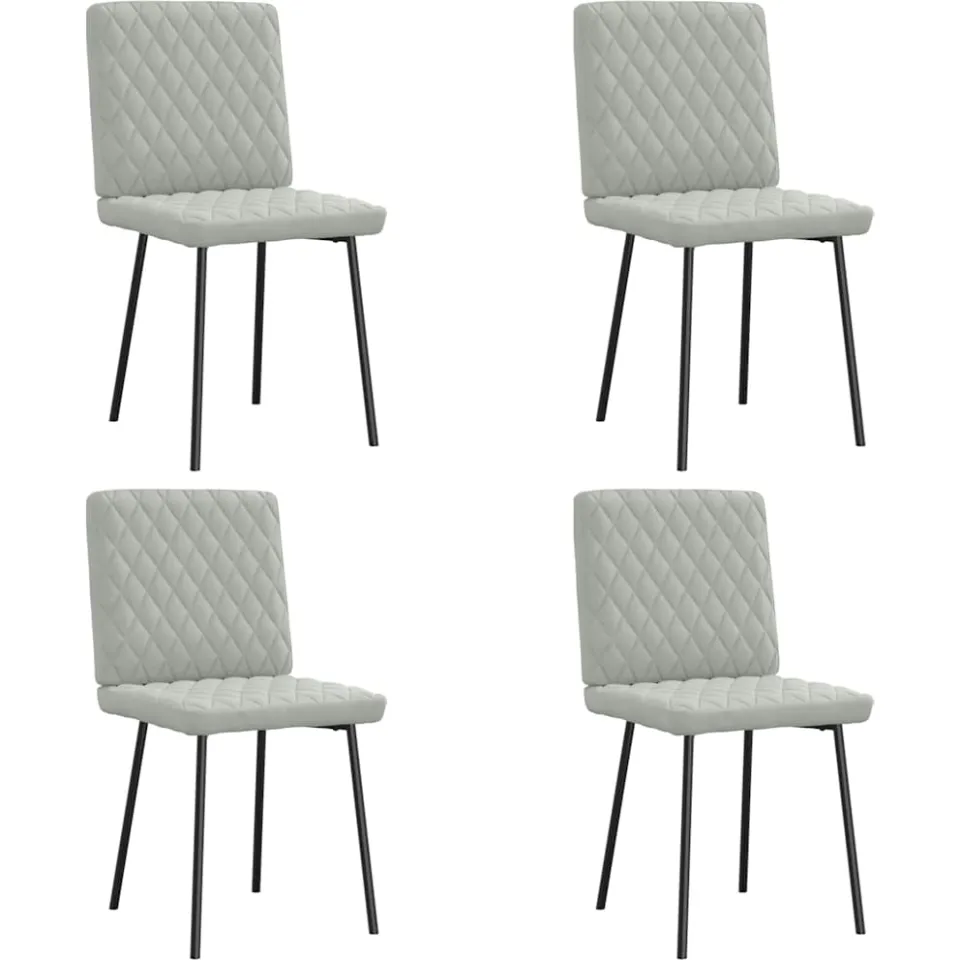 vidaXL Eetkamerstoelen 4 st fluweel lichtgrijs grijs, foto 3