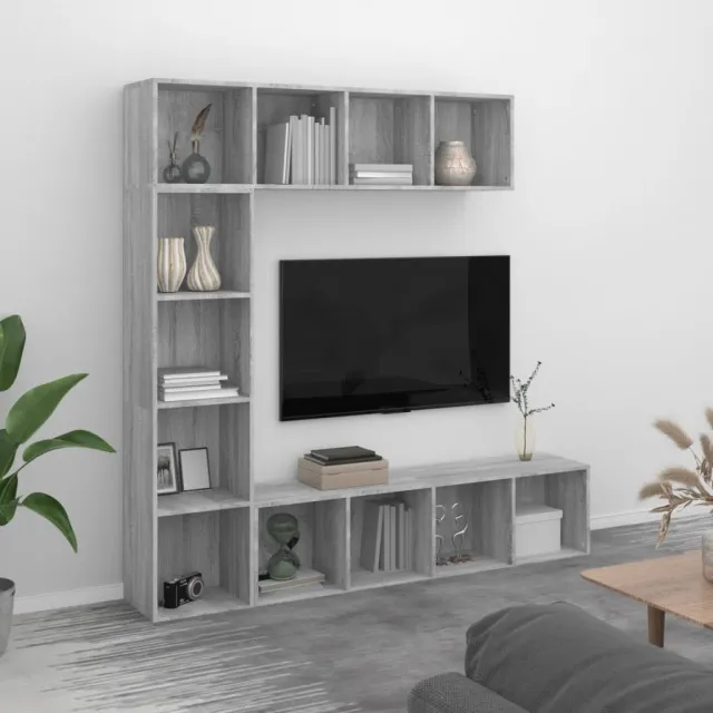 vidaXL 3-delige boekenkast- / tv-meubelset 180x30x180 cm grijs sonoma, foto 2